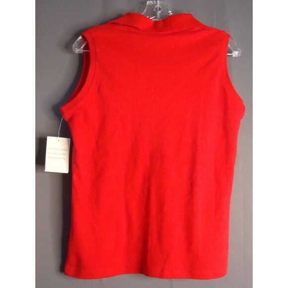 Northern Isles Collard Sleeveless V-neck Polo Womens Size Small Red New - Picture 9 of 9